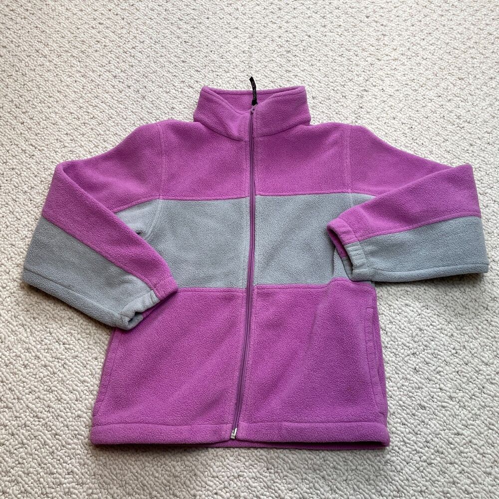 Toma Jacket Girls 12 Purple Polar Fleece Full Zip High Neck Pockets Malden Mills